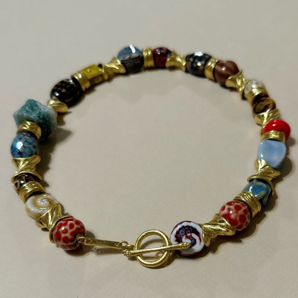 Boho stone beaded necklace N619 - Picture 4 of 5